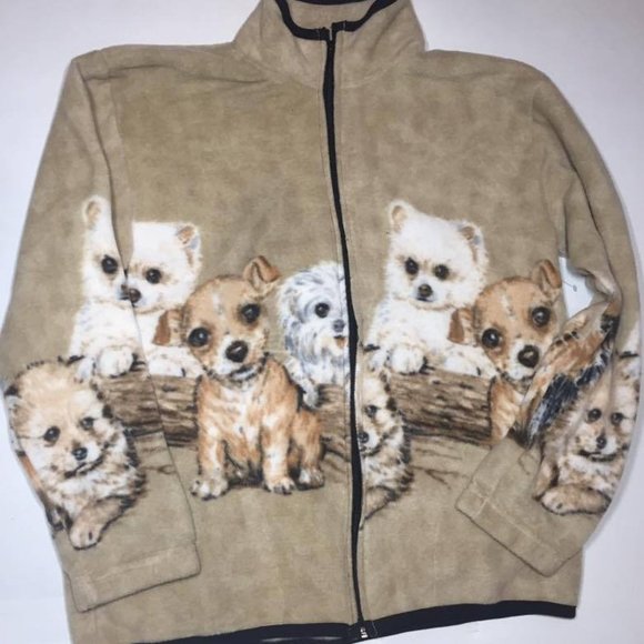 ZooFleece Beige Dogs Jacket Puppy Ugly Sweater Gift Women's Adult Fleece S-L - Picture 1 of 5